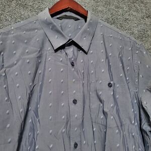 Travis Mathew Shirt Mens XL Geometric Short Sleeve Button Front Gray Golf Casual